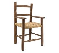 AUBRY GASPARD - Fauteuil Enfant Bois Hêtre Marron - Assise Roseau Tressé - 31x30x55 cm - Hauteur Assise 27 cm - Teintée Vernie - Dès 3 Ans - Livré Monté, Entretien Facile