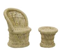 AUBRY GASPARD Fauteuil et Tabouret pour Enfant en Roseau (Lot de 2)