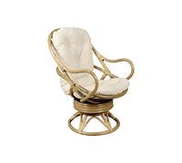 AUBRY GASPARD - Fauteuil Pivotant et Basculant en Rotin - 360° - Hauteur 105 cm - Longueur 74 cm - Profondeur 90 cm - Coussin Coton Kapok - Intérieur/Extérieur - Livré Monté - Confort Optimal