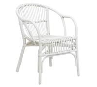 AUBRY GASPARD - Fauteuil Rotin Laqué Blanc - Haute Qualité - 56 x 63 x 79 cm - Assise Ergonomique 44 cm - Livré Monté - Idéal Salon Moderne - Poids 5.5 kg