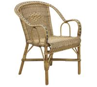 AUBRY GASPARD - Fauteuil Victor en Manau et Rotin - Naturel - 60 x 60 x 81 cm - Hauteur d'Assise 43 cm - Accoudoirs Colorés et Motif Dossier - Usage Intérieur/Extérieur - Patine Naturelle à Long Terme