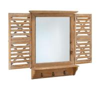 AUBRY GASPARD - Fenêtre Miroir en Pin Massif avec 3 Crochets et Volets Mobiles - Dimensions 52X10X68 cm - Design Élégant et Pratique - Couleur Naturel - Taille Standard