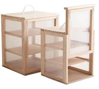 AUBRY GASPARD - Garde-Manger Fromagers Bois de Pin (Lot de 2) - Grand 25x24x32 cm, Petit 20x20x26 cm - Ouverture Guillotine - 3 Étages Coulissants - Grillage - Poignée Transport - Poids 3 kg