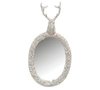 AUBRY GASPARD - Grand Miroir Cerf Aluminium - Gris Argenté - Décor Tête de Cerf - 70 x 37 x 13.5 cm - Fixation Murale Solide - Collection Complète - Élégance Intérieur