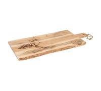 AUBRY GASPARD - Grande Planche à Découper en Bois d'Acacia - Décor Tête de Cerf - Poignée et Lien d'attache en Jute - 70 x 30 x 1.5 cm - Adaptée au Contact Alimentaire - Élégante pour Cuisine
