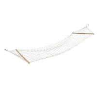 AUBRY GASPARD - Hamac Coton Ajouré 200 cm - Blanc - Anneaux Métal - 270 x 80 cm - Livré Monté - Léger et Résistant - Idéal Jardin ou Terrasse - Poids 1,05 kg