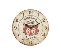 AUBRY GASPARD - Horloge Métal Route 66 - Style Vintage - Ø 33 cm x Profondeur 4 cm - Robuste - Vendue sans Pile - Livrée Montée - pour Décor Rétro ou Moderne - Facile à Installer