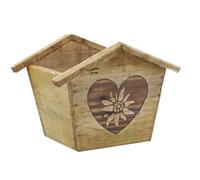 AUBRY GASPARD - Jardinière Carrée Edelweiss en Pin - Design Maison avec Imprimé Cœur - Dimensions 16X13X9,5-13,5 cm - Idéale pour Fleurs et Herbes - Couleur Naturel