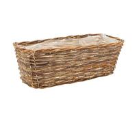 AUBRY GASPARD - Jardinière en Osier Brut 40X15X14 cm avec Doublure en Plastique - Idéale pour Intérieur et Extérieur - Parfaite pour Herbes et Petites Fleurs - Couleur Naturelle - Taille 40X15X14 cm