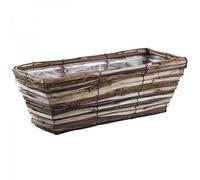 AUBRY GASPARD - Jardinière en Osier Brut et Bois - Doublure Plastique - Dimensions 50 x 18 x 15 cm - Idéale pour Décoration Intérieure et Plantation - Élégance Naturelle pour Maison et Balcon