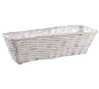 AUBRY GASPARD - Jardinière en Rotin Patiné Blanc - Doublure Plastique Intégrée - Dimensions 50 x 16 x 15 cm - Idéale pour Décoration Intérieure Élégante - Parfaite pour Plantes et Fleurs d'Intérieur