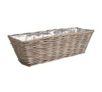 AUBRY GASPARD - Jardinière Osier 50 cm - Gris - 15x16 cm - Doublure Plastique Imperméable - 0.5 kg - Rectangulaire - Idéal Plantes d'Intérieur et Décoration