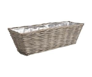 AUBRY GASPARD - Jardinière Osier 50 cm - Gris - 15x16 cm - Doublure Plastique Imperméable - 0.5 kg - Rectangulaire - Idéal Plantes d'Intérieur et Décoration