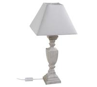 AUBRY GASPARD - Lampe à Poser Bois Cérusé Taupe Pied Carré - Abat-Jour Coton - Format 28 x 28 x 60 - Câble 100 cm - Culot E27 Max 40W - Poids 1,5 kg - Vendu à la pièce