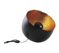 AUBRY GASPARD - Lampe à Poser en Métal Noir Intérieur Doré Feuilles - Format Ø 36 x H 26 - Câble 190 cm - Culot E27 - Compatible Classes E Max 25W - Vendu à la pièce