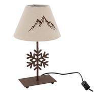 AUBRY GASPARD - Lampe à Poser Métal Brun Décor Flocon - Abat-Jour Suédine Beige - Ambiance Chalet Montagne - Format 22 x 22 x 40 cm - Culot E27 - Poids 0,83 kg - Vendu à la pièce