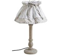 AUBRY GASPARD - Lampe Bois et Métal Tradition - Abat-Jour en Coton - Ø 25 cm Hauteur 42 cm - Câble 110 cm - Ampoule E27 Non Fournie - Puissance Max 40W - Interrupteur Pratique - Élégance Romantique