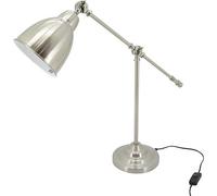 AUBRY GASPARD - Lampe Bureau Acier Brossé - H 57 cm, Ø 17.5 cm - Câble 180 cm - Culot E27 - Max 40W - Voltage 230-240V - Interrupteur Intégré - Élégante pour Espace de Travail