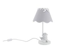AUBRY GASPARD - Lampe en Métal avec Ange - Abat-Jour en Coton - Gris Blanc - Ø 22 cm x Hauteur 40 cm - Câble 110 cm - Ampoule E27 Non Incluse - Décoration Douce et Romantique - 40W Max - 1.13 kg