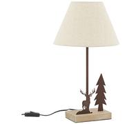 AUBRY GASPARD Lampe en métal et Bois décor Forêt 1 cerf + 1 Sapin