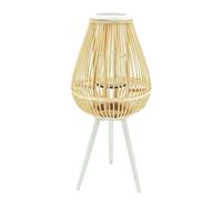 AUBRY GASPARD - Lanterne sur Pied en Moëlle de Rotin et Pin - Structure Ajourée avec Photophore en Verre - Ø 34 cm x Hauteur 41 cm - Livré en Kit - Poids 2.5 kg - Parfait pour Jardin et Terrasse