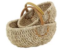 AUBRY GASPARD - Lot 2 Paniers Rotin Naturel Maïs Tabac - Artisanale - Petit 39x24x21-32 cm - Grand 49x32.5x24-38 cm - Design Élégant Pratique - Rangement Décoration - Poids 1.75 kg