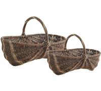 AUBRY GASPARD - Lot de 2 Paniers Bourguignons en Osier Brut - Naturel et Blanc - Fabrication Artisanale - Petit 35 x 25 x 10 cm - Grand 43 x 29 x 14 cm - Rangement Rustique et Élégant pour Maison