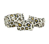 AUBRY GASPARD - Lot de 3 Trousses en Coton et Nylon - Motif Léopard - Blanc - avec Fermetures éclairs - Dimensions 18 x 9 x 9 cm et 22 x 14 x 13 cm