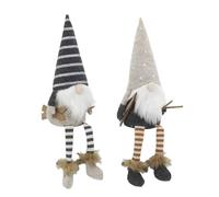 AUBRY GASPARD - Lutins Assis en Tissu - Ø 9 cm x Hauteur 28 cm - Accessoires de Décoration - Coloris Assortis - Idéal pour Décoration Intérieure et Ambiance Festive