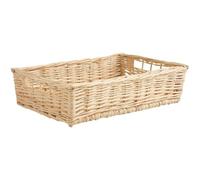 AUBRY GASPARD - Manne en Osier Naturel avec Passe-Main - Panier Seul - Longueur 60 x Largeur 40 x Hauteur 14 cm - Fabrication Artisanale - Idéal pour Rangement Intérieur - Léger et Pratique