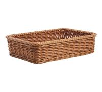 AUBRY GASPARD - Manne en Rotin Synthétique avec Bord Renforcé INOX - Dimensions 40X30X14 cm - Idéale pour Intérieur et Extérieur - Couleur Naturelle - Taille Compacte