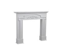 AUBRY GASPARD - Manteau de Cheminée en Bois - Patiné Blanc - Finition Antique Vieillie - Dimensions 122 x 20 x 103 cm - Montage Facile en Kit - Élément Décoratif Élégant pour Intérieur - Poids 18 kg