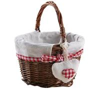 AUBRY GASPARD - Mini Panier en Osier Brut avec Doublure Coton Vichy Rouge et Blanc - Anse Mobile - Dimensions 17 x 13 x 11 cm - Poids 0,15 kg - Idéal pour Décoration Intérieure et Rangement Compact