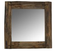 AUBRY GASPARD - Miroir Carré en Bois Recyclé Rustique - Longueur 34 cm - Profondeur 4 cm - Hauteur 34 cm - 2 Crochets à l Arrière - Livré Monté - Matériau Authentique et Unique -