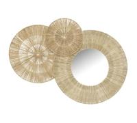 AUBRY GASPARD - Miroir en Jute - Ensemble de 3 Disques Assortis - Longueur 114 cm x Hauteur 70 cm - Ø Verre 30 cm - Poids 4 kg - Décoration Murale Artisanale - Élégance Naturelle pour Intérieur