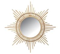 AUBRY GASPARD - Miroir en Rotin Étoile - Naturel - Ø Total 65 cm - Ø du Verre 27 cm - Fabrication Artisanale - Attache Murale Incluse - Design Élégant pour Décoration Intérieure