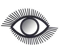 AUBRY GASPARD - Miroir Oeil en Rotin Noir - Finition Laquée - Dimensions 70 x 45 x 2 cm - Poids 1.50 kg - Design Original et Moderne - Attache Murale Incluse - Parfait pour Salon ou Entrée
