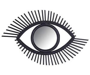 AUBRY GASPARD - Miroir Oeil en Rotin Noir - Finition Laquée - Dimensions 70 x 45 x 2 cm - Poids 1.50 kg - Design Original et Moderne - Attache Murale Incluse - Parfait pour Salon ou Entrée