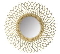 AUBRY GASPARD - Miroir Soleil en Moelle de Rotin - Tressage Rosace Élégant - Ø 60 cm - Verre de Qualité - Livré Monté - Idéal pour Apporter Une Touche Originale à Votre Décoration Intérieure