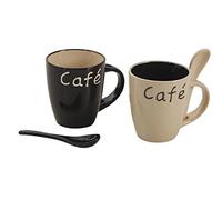 AUBRY GASPARD - Mug à Café en Grès Bicolore Noir et Crème - Contenance 180 ML - Compatible Lave-Vaisselle et Micro-Ondes - Format Ø 7 x H 8 cm (Couleur Assortie - Vendu à la pièce)