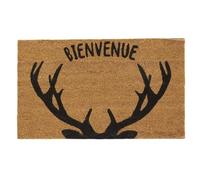 AUBRY GASPARD - Paillasson Coco Intérieur Extérieur avec Inscriptions Bienvenue Corne de Cerf - Envers Latexé Antidérapant - Design Charmant pour Une Entrée Accueillante - 45 x 75 cm
