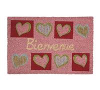 Aubry Gaspard - Paillasson coco teintée 60 x 40 cm Coeurs bienvenue Multicolore
