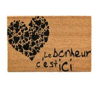 AUBRY GASPARD - Paillasson Coco Intérieur Extérieur avec Inscriptions Le Bonheur Est Ici - Envers Latexé Antidérapant - Design Charmant pour Une Entrée Accueillante - 40 x 60 cm