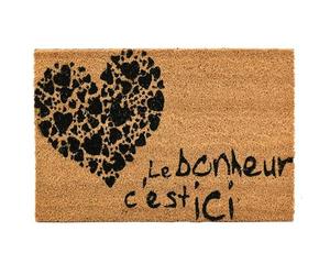AUBRY GASPARD - Paillasson Coco Intérieur Extérieur avec Inscriptions Le Bonheur Est Ici - Envers Latexé Antidérapant - Design Charmant pour Une Entrée Accueillante - 40 x 60 cm