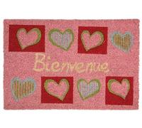 Aubry Gaspard - Paillasson coco teintée 60 x 40 cm Coeurs bienvenue Multicolore