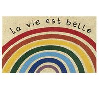 AUBRY GASPARD Paillasson en Coco avec Inscriptions 75 x 45 cm Arc en Ciel la Vie est Belle
