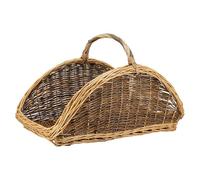 AUBRY GASPARD - Panier À Bûches en Osier Brut et Buff - Anse Renforcée Fil Galva - Dimensions 65X43X30-39 cm - Design Élégant et Durable - Idéal pour Cheminée Ou Rangement - Naturel - 65X43X30-39 cm