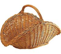 AUBRY GASPARD - Panier à Bûches en Osier Buff - Teinte Miel - Dimensions 62.5 x 42.5 x 42.5 cm - Anse Renforcée avec Fil Galvanisé - Fabrication Artisanale Unique - Léger 1.25 kg - Recyclable et