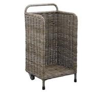 AUBRY GASPARD - Panier à Bûches roulettes - Gris - Matériau Principal Poelet - Métal - Dimensions 42 x 38 x 78 cm (80 cm avec Poignée) - Design Pratique Esthétique - Transport Facile Bois