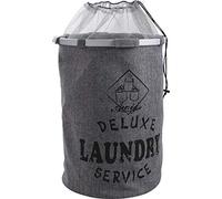 AUBRY GASPARD - Panier à Linge Laundry - Deluxe Laundry Service - Tergal et Aluminium - Doublure en Polyester - Dimensions 40 x 40 x 55 cm - Léger et Pratique pour Rangement Linge Maison
